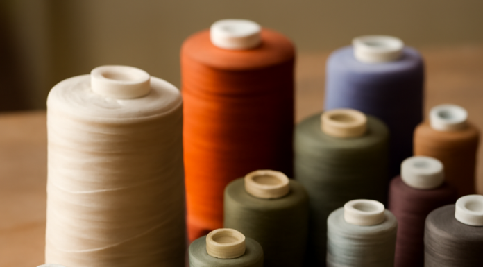 Assortment of sewing thread spools in different weights and colors